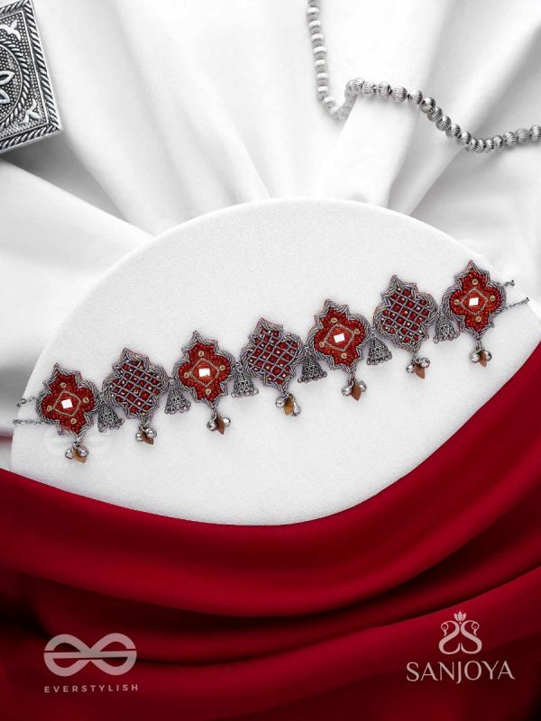 Sulohit - The Sangria Serenade - Beads And Dabka Hand Embroidered Choker Neckpiece