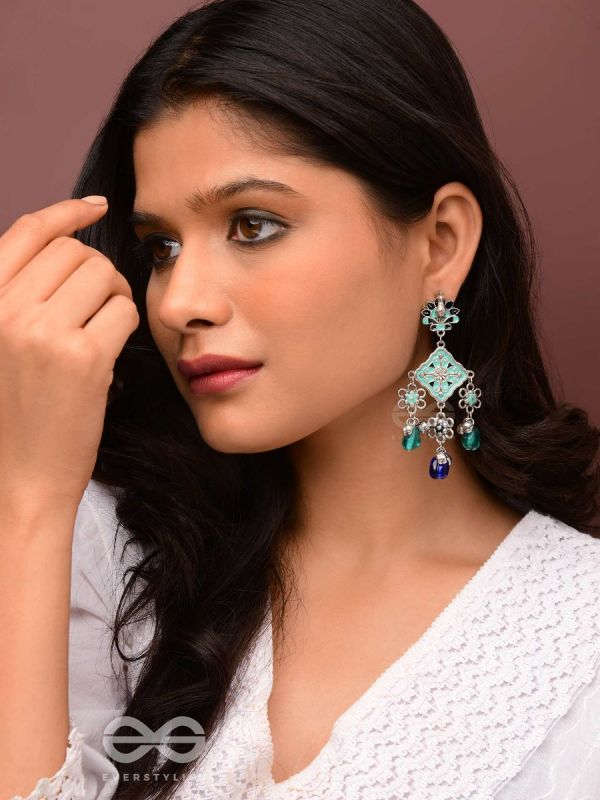 The Sea Calm - Enamelled Oxidised Earrings