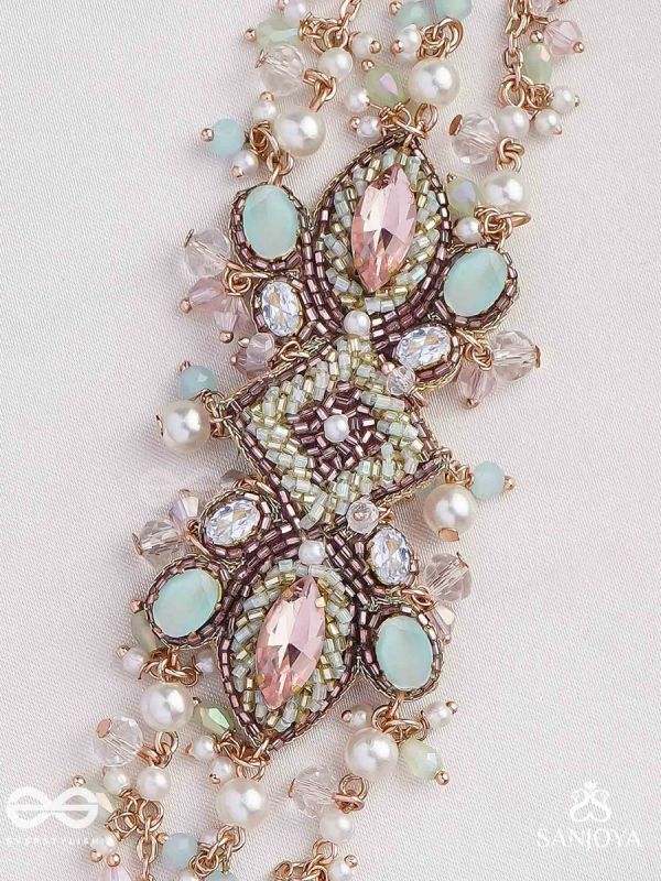 Maṇisutram-String of Gems-Regal Bracelet featuring pastel Stones & Beads.