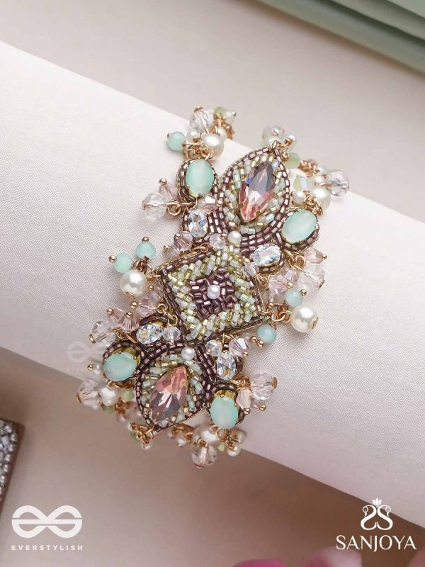 Maṇisutram-String of Gems-Regal Bracelet featuring pastel Stones & Beads.