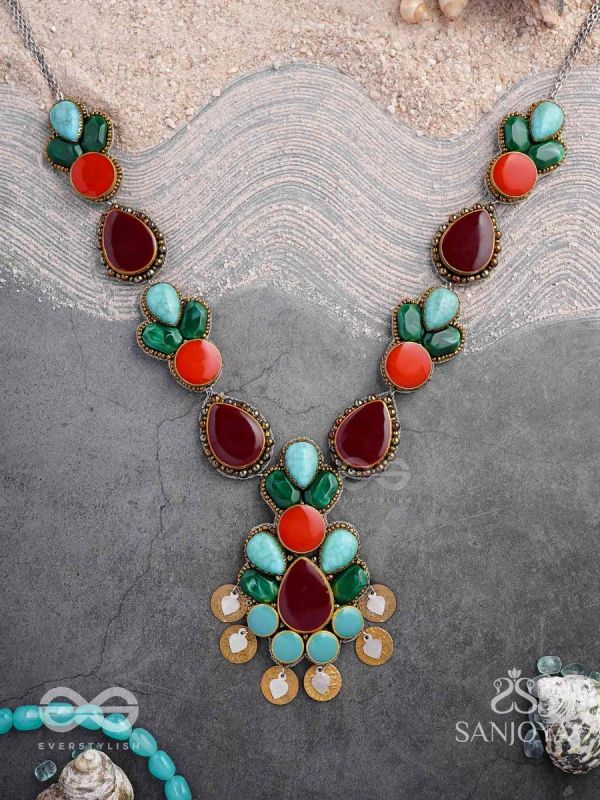 Tarunamala-Youthful Garland-Statement chunky multicolored gemstones necklace