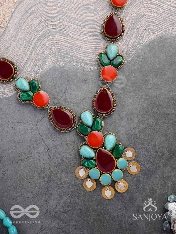Tarunamala-Youthful Garland-Statement chunky multicolored gemstones necklace