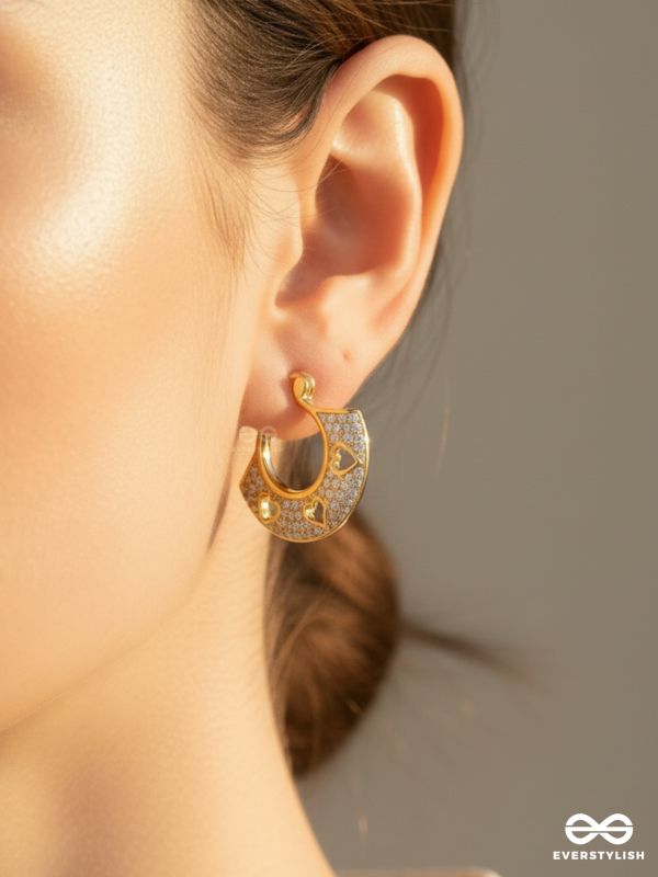 VINTAGE WHIMSY - DAINTY 18K GOLD PLATED ANTI-TARNISH EARRINGS INLAID WITH CUBIC ZICRONIA STONES