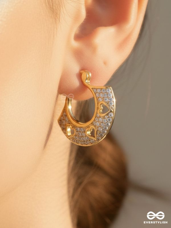 VINTAGE WHIMSY - DAINTY 18K GOLD PLATED ANTI-TARNISH EARRINGS INLAID WITH CUBIC ZICRONIA STONES