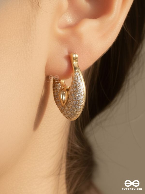 TEARDROPS FROM HEAVEN - 18K GOLD PLATED ANTI-TARNISH EARRINGS INLAID WITH CUBIC ZICRONIA STONES