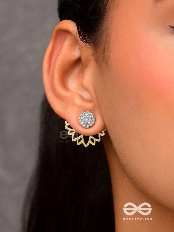 Simmering dawn - Lotus shaped golden ear jackets  