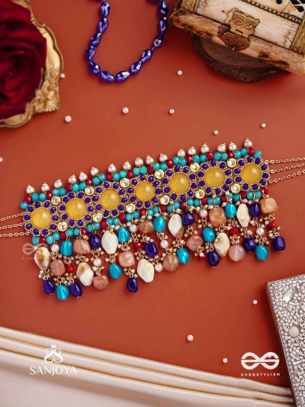 RANG TARANGINI – JAHNVI KAPOOR INSPIRED NECKPIECE WITH COLORFUL BEADS, STONES, PEARLS AND INTRICATE DESIGN