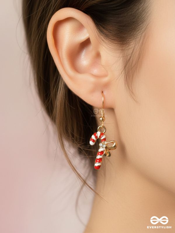 SUGAR SPARKLE - CHRISTMAS INSPIRED CANDY CANE EARRINGS WITH ENAMEL