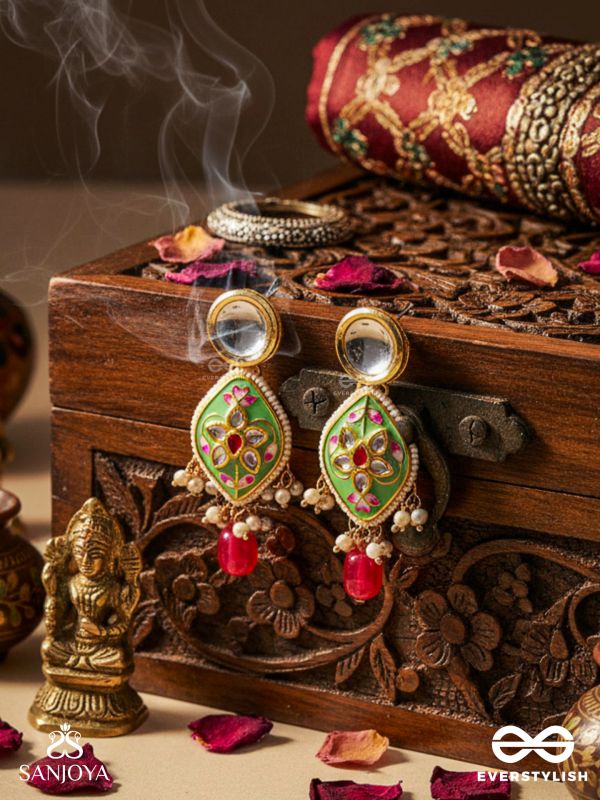 TARUNYA - YOUTHFUL CHARM - ELEGANT KUNDAN EARRINGS WITH ENAMEL ACCENTS AND COLORFUL BEADS