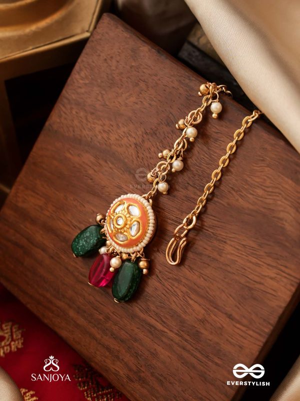 RANGKUSUMA - BLOOM OF COLORS- VIBRANT KUNDAN MAANGTIKA WITH BEADS, PEARLS AND ENAMELLING