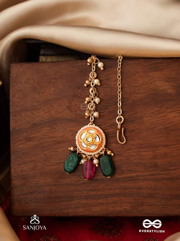 RANGKUSUMA - BLOOM OF COLORS- VIBRANT KUNDAN MAANGTIKA WITH BEADS, PEARLS AND ENAMELLING