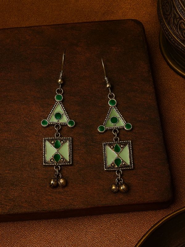 GYPSY MUSE- ENAMELLED OXIDISED EARRINGS