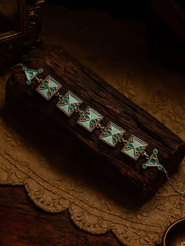 TRIBAL GLAM - ENAMELLED VINTAGE STYLE CHOKER