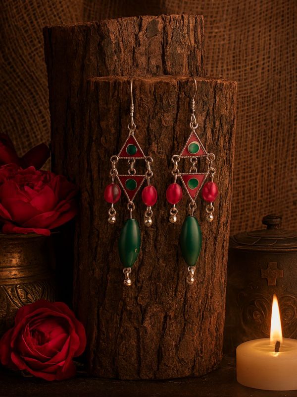 TINKLE TANGO - TRIANGLE MOTIF OXIDISED EARRING