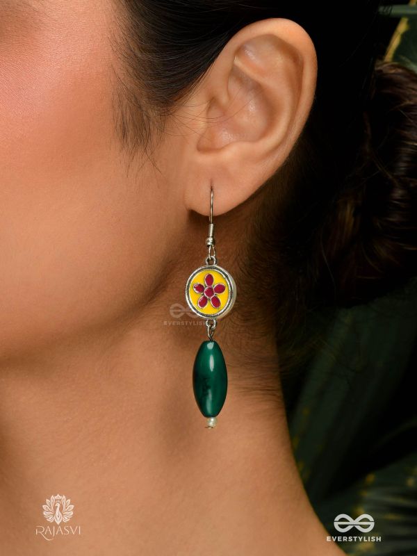 PETAL CHARM - ENAMELLED OXIDISED EARRING