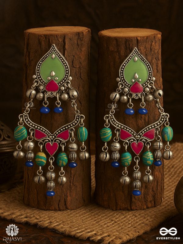 LEAFBEAT – OXIDISED ENAMELLED EARRINGS