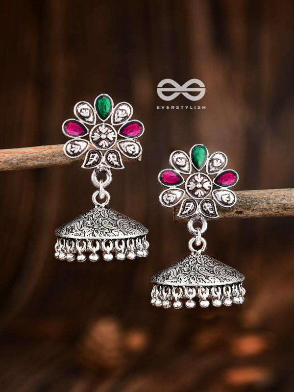 The Enamelled Floral Artwork (Ruby Emerald) - The Embellished Oxidised Collection