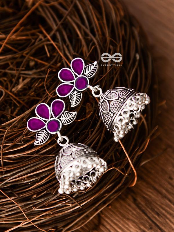 The Floral Delight Meenakari Arwork Jhumkis (Pink)