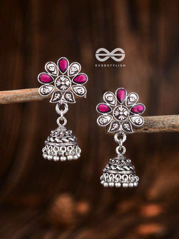 The Enamelled Floral Artwork (Ruby Red) - The Embellished Oxidised Collection
