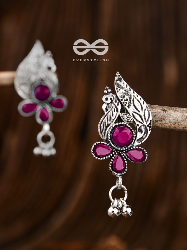 The Boho Peacocks (Ruby Red) - The Embellished Oxidised Collection