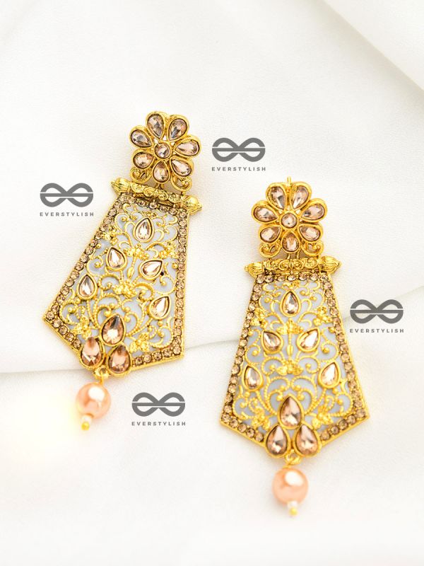 The Marvellous Meenakari Collection - Arya Earrings - Misty Grey