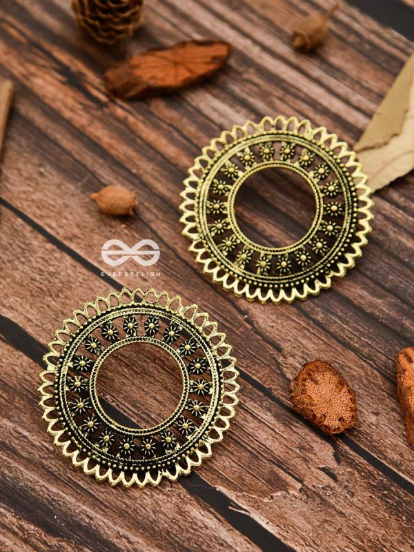 The Floral Sun - Golden - Oxidised Boho Earrings