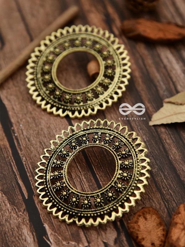 The Floral Sun - Golden - Oxidised Boho Earrings