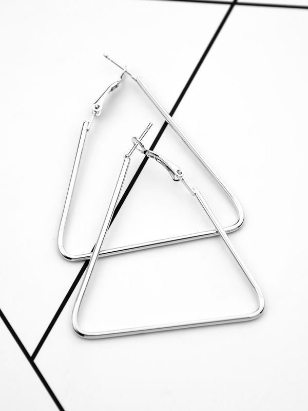 The Everyday Chic - Oversized Triangle Hoops - Silver