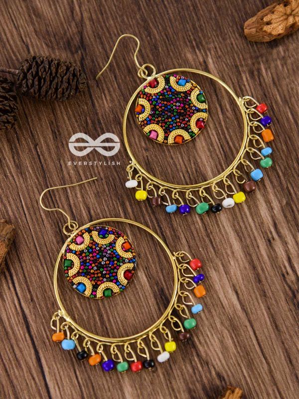 Colour Me Crazy - Oxidised Boho Earrings - Golden