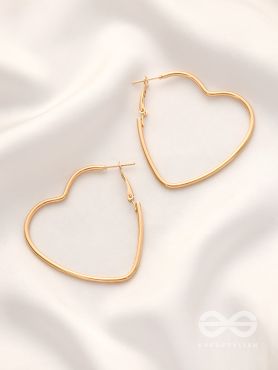 Love Me Like I do - Trendy Heart Hoops- Golden