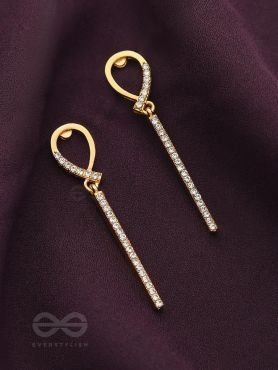 Gems on a stick Golden Dangler Earrings