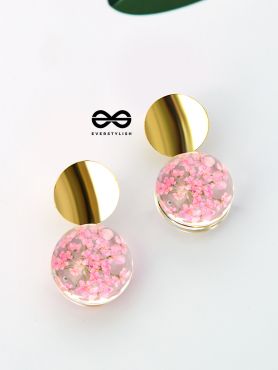 The Golden Floral Circles - Casual Resin Earrings