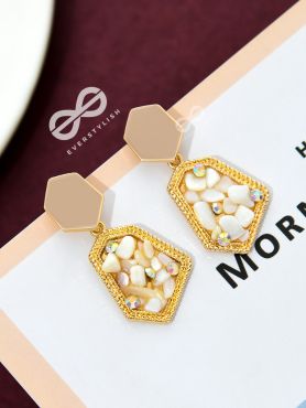 The Pebbles of Glam - Golden Enamelled Earrings