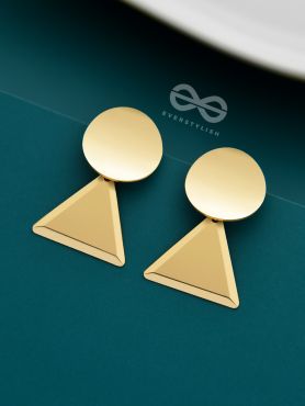 The Geometric Elegance - Golden Casual Earrings