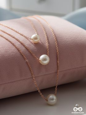 Tri-Pearl The Charm - Rose Golden Multi-Layered Neckpiece With Anti-Tarnish Coating