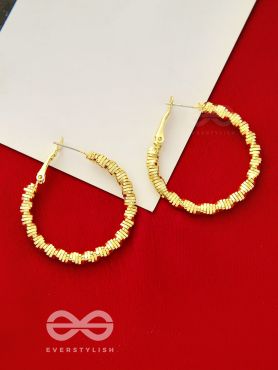 Intertwined Rims- Textured Golden Hoops