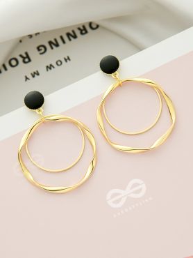 Full Circles- Black and Golden Earrings
