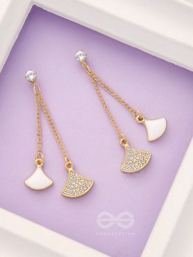 The Pendulum Effect- White and Golden Earrings