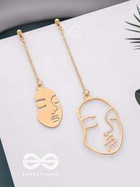 Face to Face- Ornate Golden Earrings