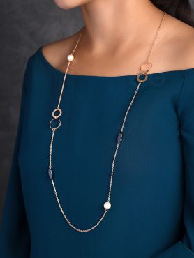 Yin and Yang- Pearl and Stone Studded Golden Necklace