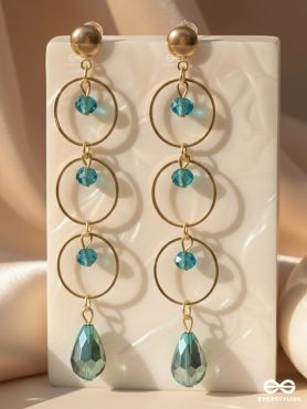 The Misty Grove- Greenish Blue and Golden Crystal Beads Earrings