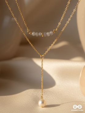 The Drowned Moon- Golden Pearl Layered Necklace With Anti-Tarnish Coating 