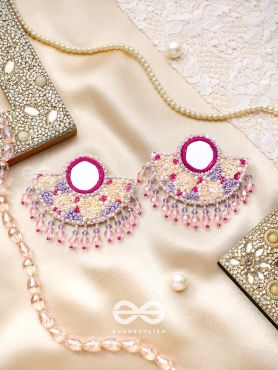Tevana- The Pleasure Garden- Mirror, Resham and Glass Beads Embroidered Earrings