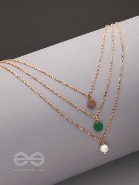 Shades of Passion- Golden Pearl Layered Necklace