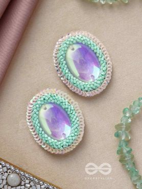 Mandara- The Mirror Reflection- Stones, Sequins and Beads Embroidered Earrings