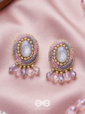 Arkasman- The Crystal Ball- Stones and Beads Embroidered Earrings