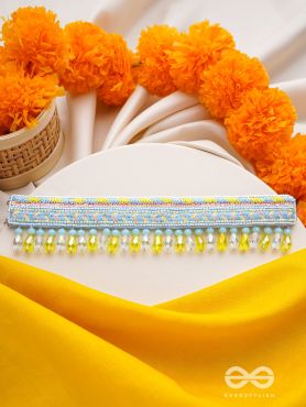 Vinirmita- The Colorful Garden- Pearls and Lace Embroidered Choker Necklace