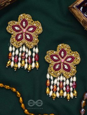 Samkrama- The Falling Stars- Stones and Beads Embroidered Earrings