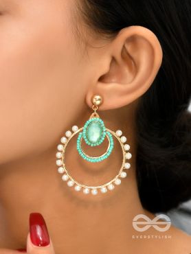 Sun, Moon and Stars- Golden Embellished Earrings