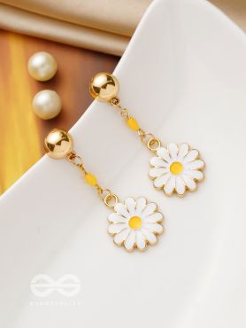 The White Dahlia- Golden Embellished Earrings